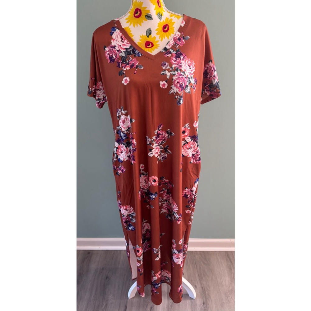 Women's Aroliina Dress, XL, Rust Floral